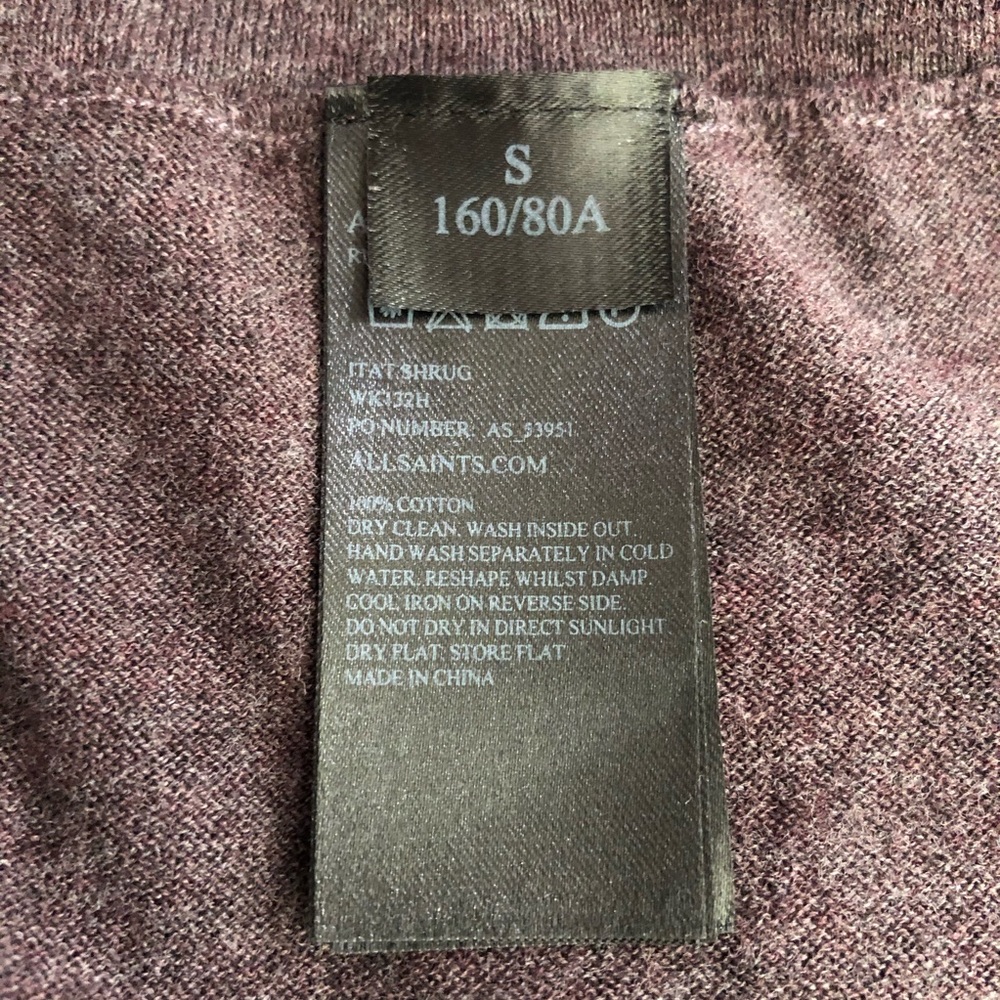 Allsaints Size Small Itat Shrug Cardigan Brown - Picture 10 of 10